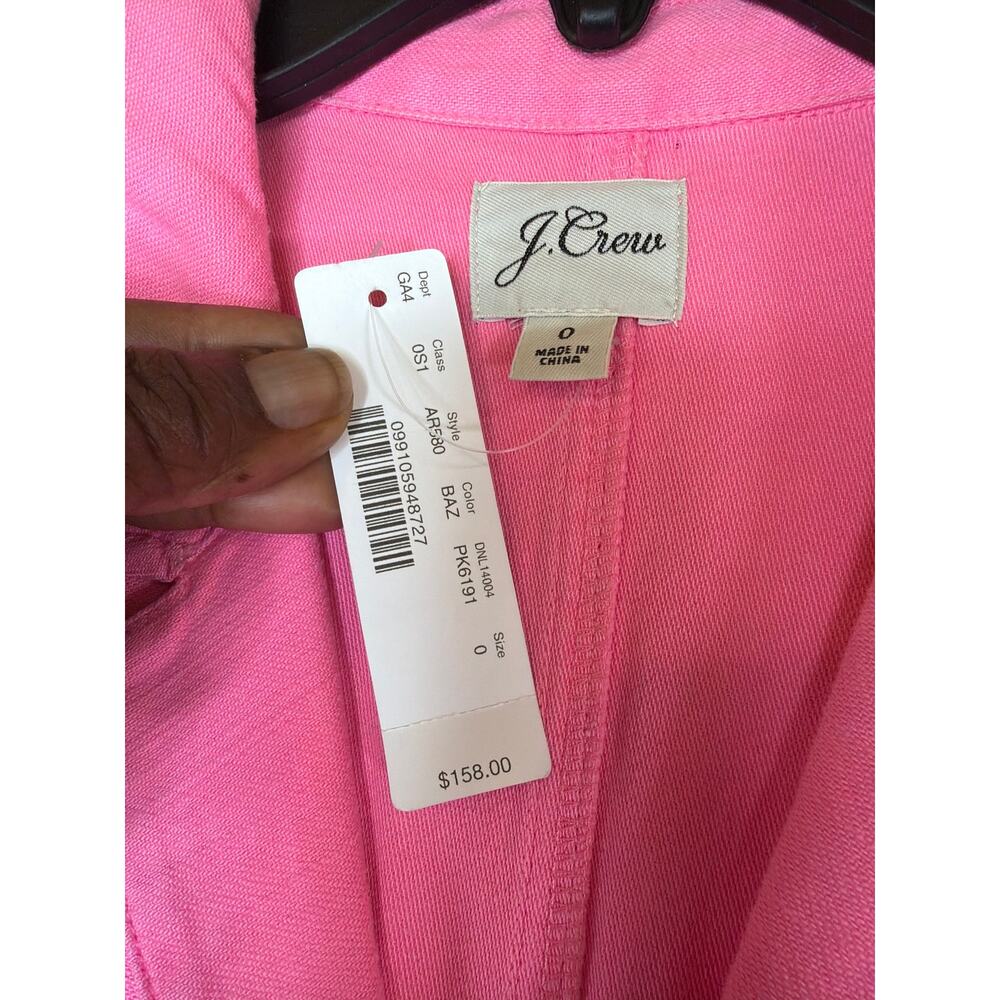 J.Crew Garment Dyed Coverall Jumpsuit Azalea Pink Belted NWT Size 0 - Picture 6 of 10